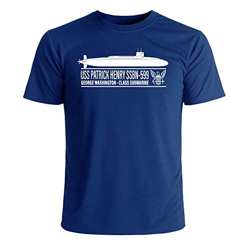 Military Productions, Inc. USS Patrick Henry SSBN-599 Officially Licensed US Navy Submarine Men's Short Sleeve Navy Blue Medium T-Shirt