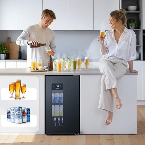 Image of Electactic Beer Cooler 3.2 Cuft, 130 Can Beverage Refrigerator with Adjustable Shelves, Accurate Temperature 20F-50F Even Cooling for Home Bar, Game Day, Mancave, Black