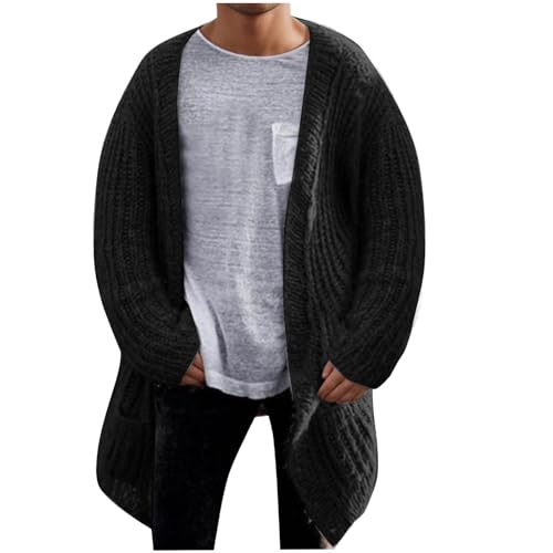 Men's Cardigan Sweaters Warm Baggy Open Front Sweater Knitted Lapel Big and Tall Fashion Lightweight Lounge Cardigan