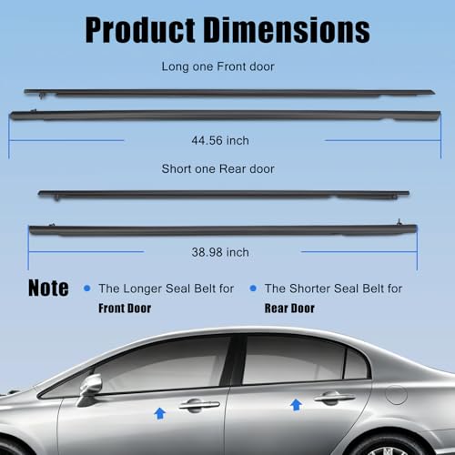 image for GEATaaT 4Pcs Weatherstrip Window Moulding Trim Seal Belt Compatible wi