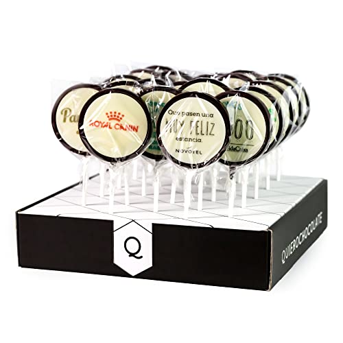 Piruletas Chocolate con Leche Premium - Personalizadas Bautizos - Pack Artesanal 25 Unid - Sin Gluten Cacao 100% NATURAL - Cumpleaños - Bodas