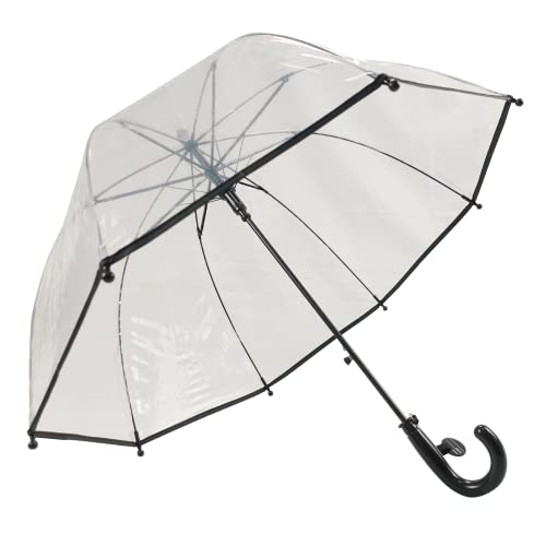 Llanxiry Umbrella Kids Clear Bubble Auto Open Umbrellas For Rain Children's Safe Transparent Dome Waterproof Stick Lightweight Umbrella For Boys Girls (Clear-Black) #TOP5