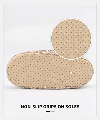 Panda Bros Slipper Socks For Women With Grippers, Fuzzy Womens Slipper Booties With Non Slip Bottoms, Cozy Warm House Slippers(Wheat Color, 10-13) #TOP5