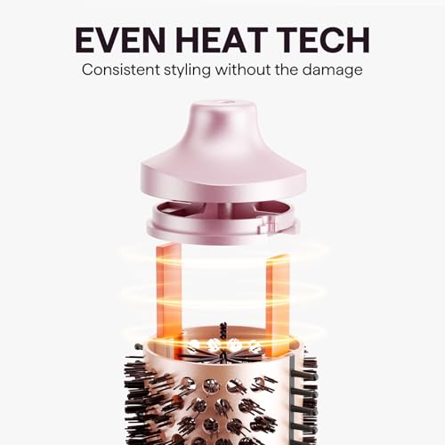 Image of Wavytalk Heatwave Pro Ionic Thermal Brush Set, 3-Size Heated Round Brush for Short to Long Hair, Bilateral Negative Ions for Frizz-Free Shiny Blowout, Pink