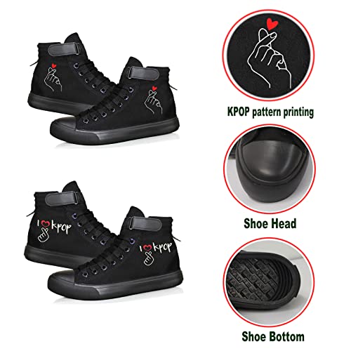 KPOP Merch Gifts for Teen Girls Sneakers Canvas Heart Hand Symbol Unisex Shoes High Top Sneakers for Womens and Mens2