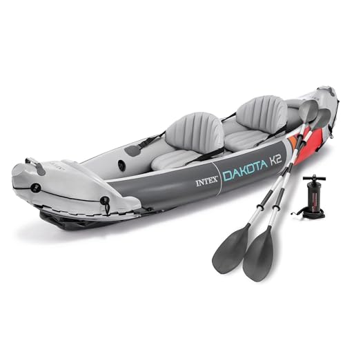 INTEX 2-Person Inflatable Kayak Set, Dakota K2 with 86in Oars and Pump
