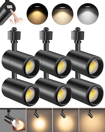 Image of VANoopee 3-Color Zoomable 20W LED Track Lighting Heads H Type Track Light Heads Dimmable Bright Ceiling Spotlight Fixtures for Kitchen, 3000K 4000K 5000K Adjustable, CRI90+ 15-60 2000lm Black 6 Pack