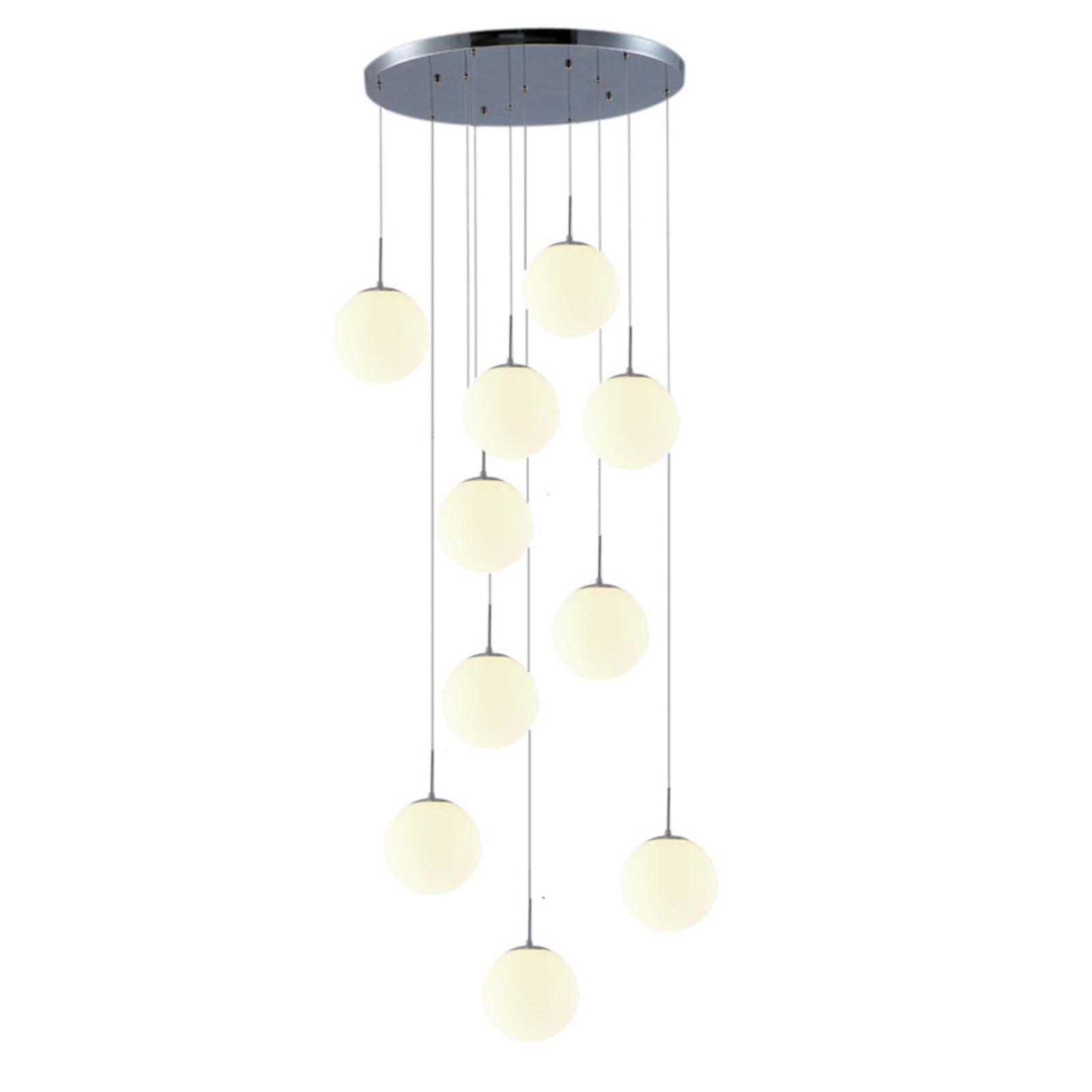 KXEcoLife LED Chandelier, 10 Glass Ball Staircase Pendant Light, Creative Long Hanging Lights, Adjustable Length Chandeliers, Modern Ceiling Lights in The Villa, Stairwells and Living Room
