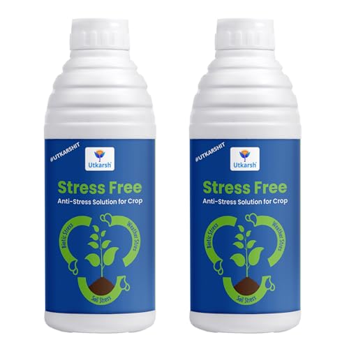 Image of Utkarsh Stress Free - Humic acid, Fulvic acid & Amino Acid Seaweed Extract based Biostimulant, Stimulates Flowering & Fruit Setting, Promotes Vigorous Root & Shoot Growth | 2 Ltr; Pack of 2 of 1 Ltr