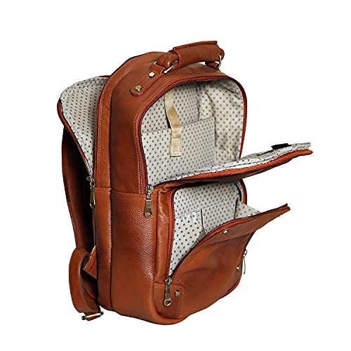 Image of RICHSIGN LEATHER ACCESSORIES Genuine Leather Laptop Backpack Bag For Men And Women, College, Office, Travel Use | 15.6 Inch Laptop Compartment
