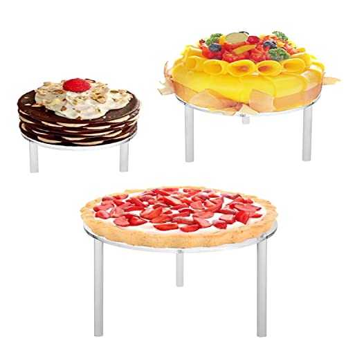 HESIN Acrylic Cake Display Risers Round Set of 3 Stand Risers Dessert Bakery Stand Rack Server Dessert & Pizza Holder