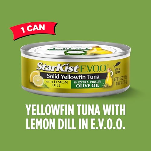 Image of StarKist E.V.O.O. Solid Yellowfin Tuna with Lemon Dill and Extra Virgin Olive Oil - 4.5 oz Can (Pack of 5)