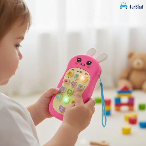 Image of FunBlast Cartoon Musical Mobile Phone for Kids, Mobile with Light & Sound Toys for Babies | Educational Toys for Kids 3+ Years /Boys /Girls-1 Unit (Bunny-Pink)