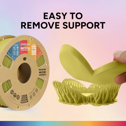 Image of OVERTURE Matte PLA 3D Printer Filament 1.75mm, Matt Surface & Low Warping Filament 1kg Spool (2.2 lbs), Accuracy + /- 0.02 mm, Fit Most FDM Printers (Matte Bamboo Green)