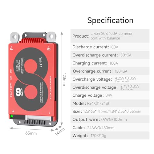 DALY Smart 20S BMS 72V 100A with WiFi Module and CAN 485 Communication Protection Board for Li-ion Lithium Battery Pack(Li-ion 20S 72V，100A)2