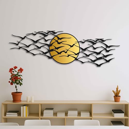 Décoration murale en métal soleil pour habiller un grand mur vide de salon ou chambre