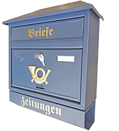 Pachurka & Dąże Großer Briefkasten/Postkasten XXL Farbe: Anthrazit/Grau RAL 7016 mit Zeitungsrolle + Montagematerial Zeitungsfach Zeitungsrohr (Walmdach) Cover
