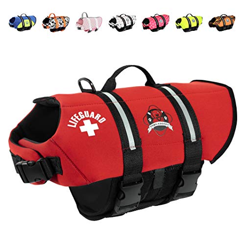 Paws Aboard Dog Life Jacket - Keep Your Canine Safe with a Neoprene Life Vest - Designer Life Jackets - Perfect for Swimming and Boating - Red, Small #1