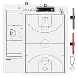 HIGHRAZON Basketball Coaches Clipboard,White Double-Sided Dry Erase Coach Clipboard, Basketball Whiteboard for Coaches, White Board with Marker for Coaches Gift
