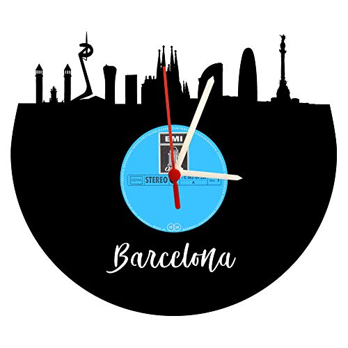 Reloj de pared Barcelona con etiqueta original y mecanismo de cuarzo con horizonte de Barcelona.