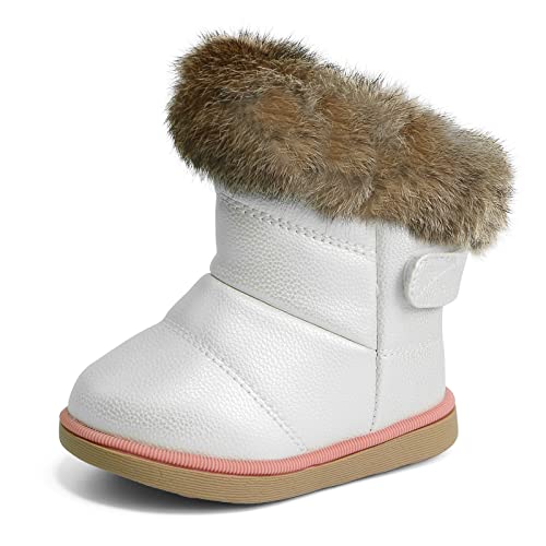 ANBIWANGLUO Botas de Nieve para Niñas Invierno Botines Impermeable Calentar Zapatos Antideslizante para Niñas 26 EU,Blanco