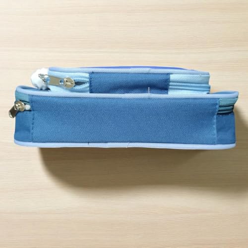 Image of KiddiBox One Piece Anime Pencil Case, Blue Double Zipper Stationery Pouch with Character Charm, School Supply with Keychain, Pencil Box for Boys and Girls, Best Gift