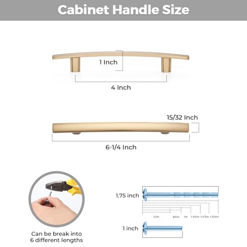 Ravinte Decor 15 Pack Cabinet Handles 4" Hole Center - Curved Cabinet Pulls Champagne Bronze Drawer Pulls for Kitchen Cupboard Solid Handles for Dresser Drawer Arch Closet Hardware by Ravinte Decor - Used condition - Image 3
