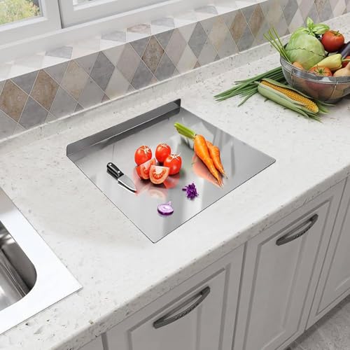 Image of TEKCOOL Large Countertop Stainless Steel Chopping Board for Kitchen,Fruit and Vegetable Cutting & Chopping Board (Size 41CM X 31CM)?
