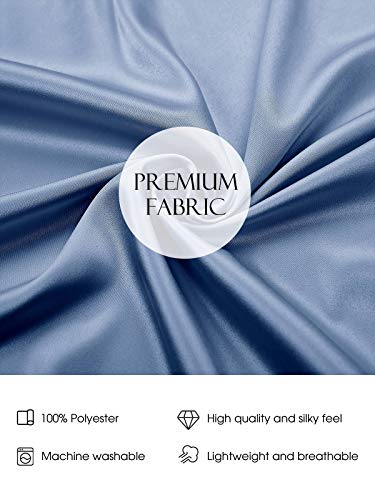 Aw Bridal Girl Satin Kimono Robe Kids Silk Bathrobe Short Sleepwear With Lace Trim For Birthday Spa Bridal Party, Dusty Blue M #TOP5