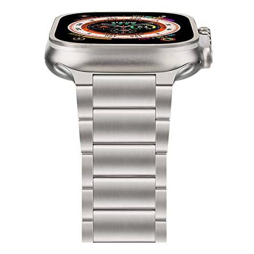 TRUMiRR Bracelet en titane Remplacement pour Apple Watch Ultra 49mm, Titane Métal Bracelet de montre Business Bracelet pour iWatch Apple Watch SE (2nd Gen) Series 8 7 6 5 4 3 2 1 45mm 44mm 42mm