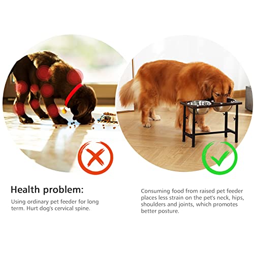 amorus Elevated Dog Bowls, Pet Dog Feeder Adjustable Iron Stand Raised Different Heights 9in to 13in with 2 Removable… - Image 6