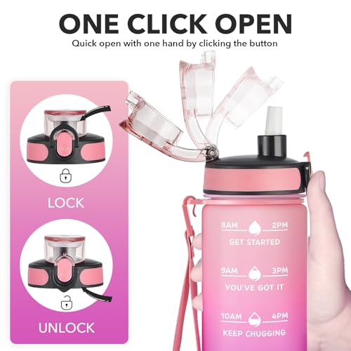 Image of Enerbone 24 oz Water Bottle, Leakproof BPA & Toxic Free, Motivational Water Bottle with Times to Drink and Straw, Fitness Sports Water Bottle with Strap for Office, Gym, Outdoor Sports