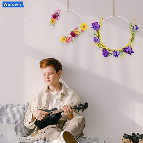 Worown 6 Pezzi 20cm Anelli in Metallo Bianco