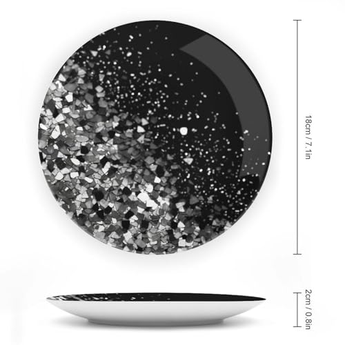 Plato decorativo blanco con glitter y soporte 7 pulgadas miniatura 2