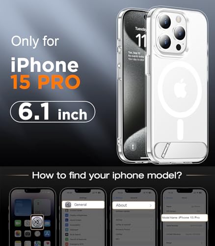 Image of Magnetic Compatible with iPhone 15 Pro Case, [Built-in Invisible Kickstand][Compatible with MagSafe] [Military Grade Shockproof] Slim Thin Phone Case for iPhone 15 Pro 6.1 inch
