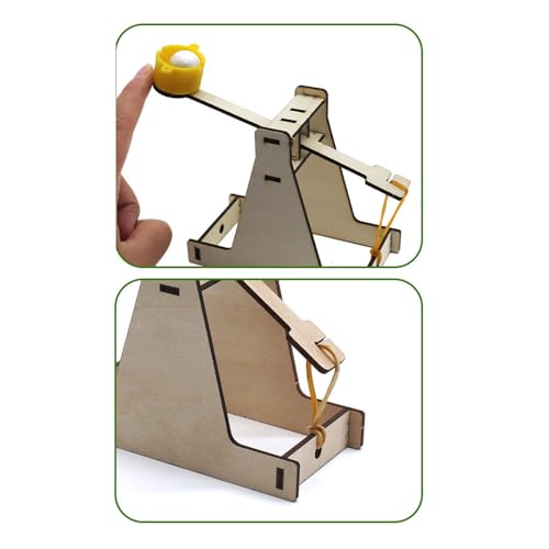 NMOWYBPY Creative Wood Catapult Building Kit Craft Project Toy Interactive Activity Science Physics Experiment Educational Assembly Toy Family Bonding Natural Wood 14x6x16.5cm 1Set - Image 9