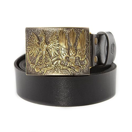 Leather belt with brass buckle Snake Wranglers, Eagle and falcon fighting the evil Serpent solid belt buckle, Poland eagle, birds of prey