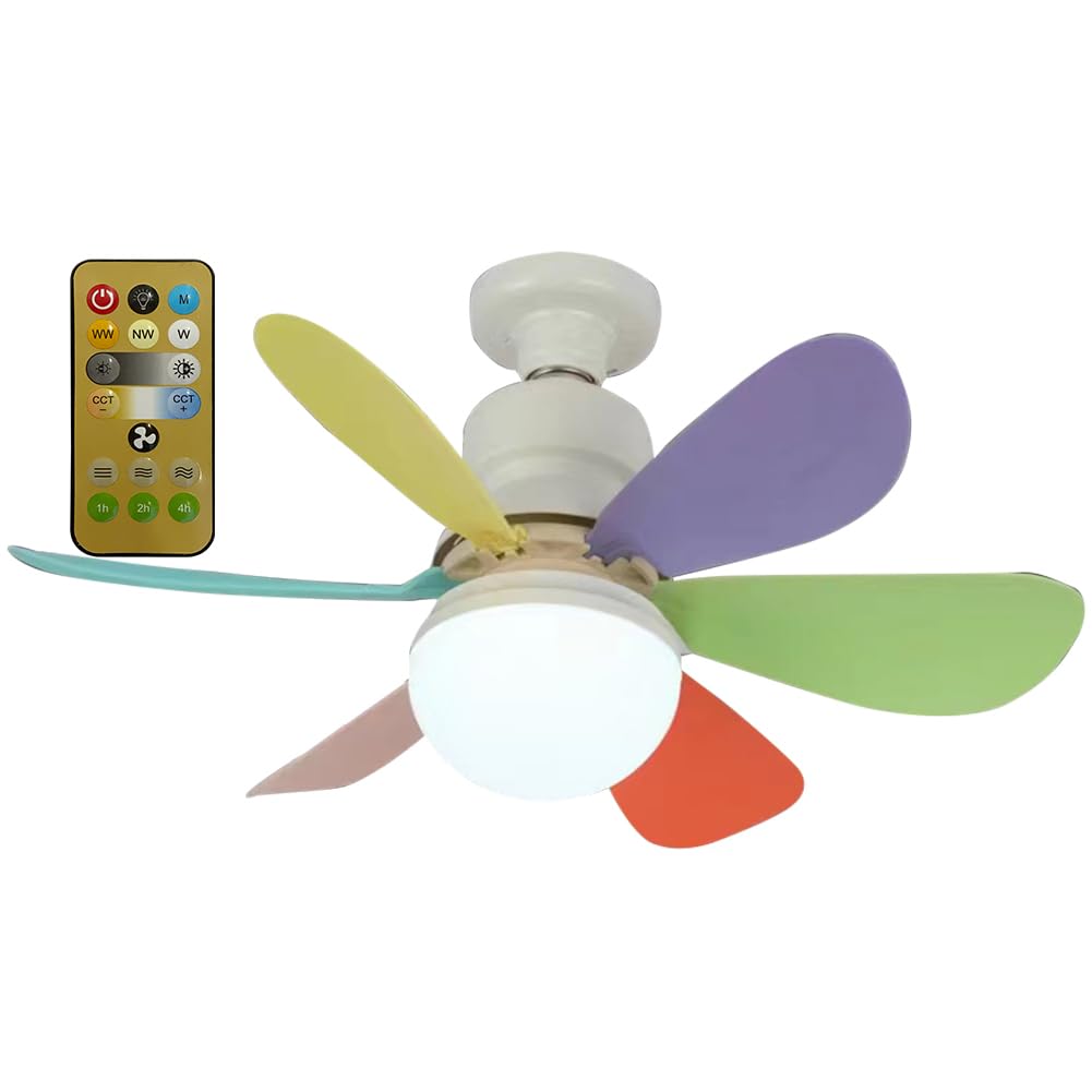 Azazaza Ceiling Fans with Lights, E27 40W Ceiling Lights with Fan RC Timing, 3 Speeds 3 Colors (3000-6500K) LED Ceiling Fan, Modern Fan Lamp for Bedroom (Color)