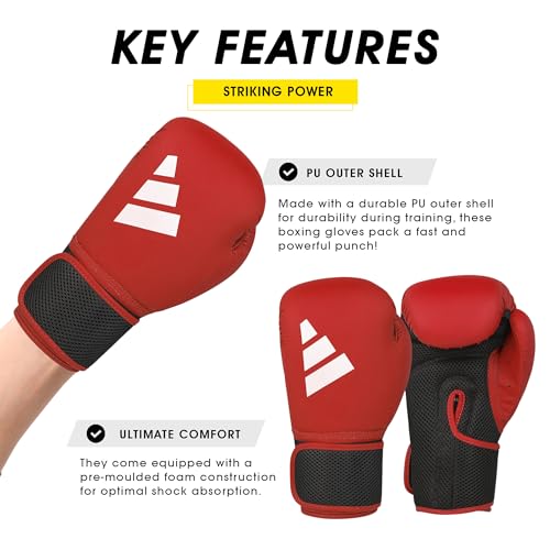 adidas Unisex – Erwachsene Hybrid 25 Boxhandschuhe, Rot, 12 oz EU