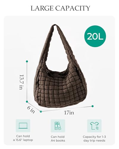 Image of Puffer Tote Bag, Quilted Tote Bag Crossbody Bags for Travel, Gym, Work