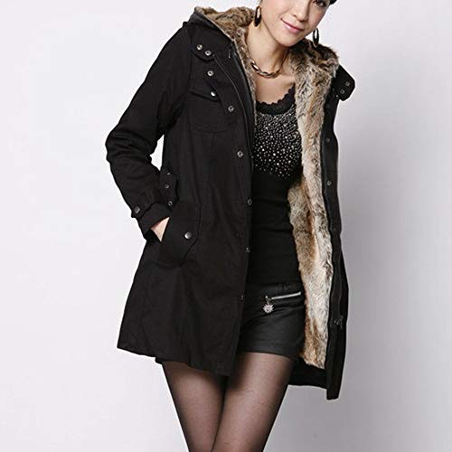 Jofow Womens Coat,Long Solid Hooded Padded Plush Jackets Fleece Belted Military Parkas Straight A Line Slim Autumn Winter (Xl,Black) #TOP3
