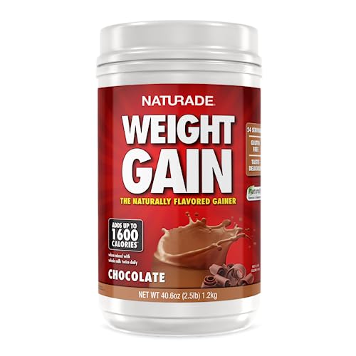 Naturade – All Natural Weight Gain Drink Mix – Gluten Free, Delicious Taste, 1600 Calories per Servings – Mass Gainer w/Carbohydrates & Protein – Chocolate, 40.6 Ounce (24 Servings)