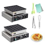 25 Hole and 25 Heart Waffle Maker, Commercial Electric Nonstick Mini Muffin Maker with 50-300℃ Separate Control, 1.8' Diameter Mini Dutch Pancake Maker for Snacks, Desserts