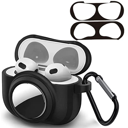 ELYBYYLE for Airpods 4 �P�[�X �y�_�X�g�K�[�h�t���zAirTag ���� �[�d �P�[�X�J�o�[ �J���r�i �t�� �ϏՌ� ���C�����X�[�d�Ή� ��d�\��(�u���b�N)