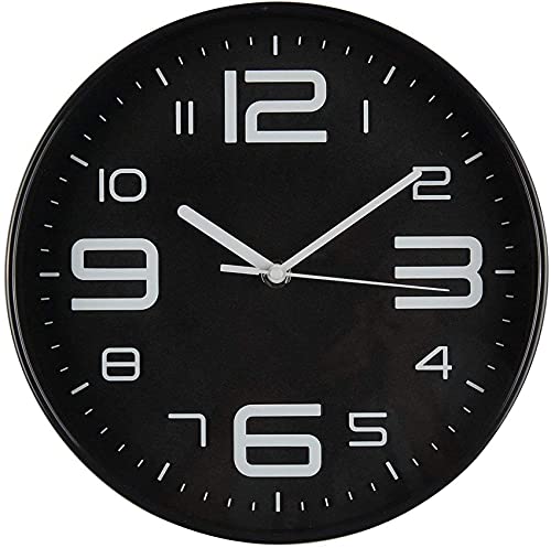 Horloge murale 3D 10 pouces à grand numéro noir et mouvement silencieux pour salon