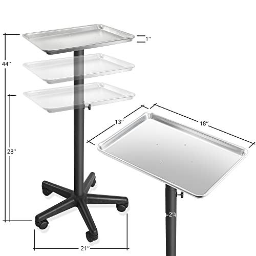 Saloniture Aluminum Salon Instrument Tray, Heavy-Duty Metal Rolling Base #TOP5