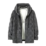 [Inkpoo] メンズ バーカー 秋冬服 長袖 コート 分厚い フード付き 丸首 裏起毛 暖かい 防寒保温 厚手 肉厚生地 シンプル 無地 部屋着 カジュアル ハイクオリティー 大きいサイズ ファッション アウトドア オフィス デート 普段着 Gray M