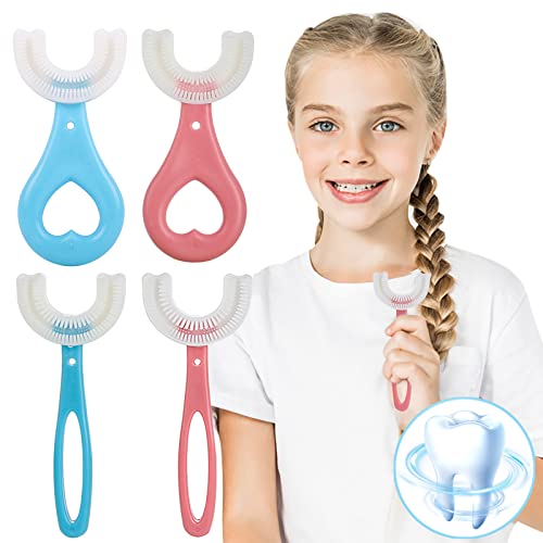 YAMAGW 4個入り U字型歯ブラシ 2-12歳子供用 ソフトシリカゲルブラシヘッド 手動式 保護歯 口腔清掃 赤ちゃん幼児キッズ対応 経口クリーニングツール