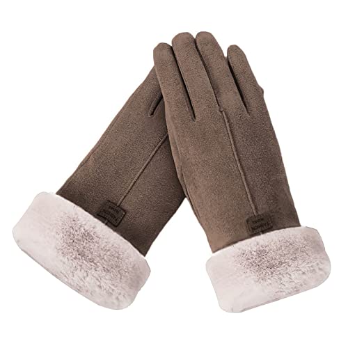 Cocila Driving Lined Heat Finger Winter Ladies Glove Gloves Outdoor Women Full Girls Mitten (Khaki, One Size) Fingerless Leather Women'S Running Liner Fingers For Men Vbiger Cotton Mens Large