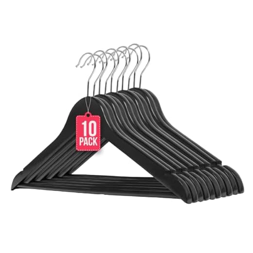 COM-FORT HOUSE | Perchas de Madera Nogal | Color Negro | Diseño Elegante | Madera Maciza | Perchas con Garra | para Trajes | Pack de 10 Unidades | Gancho de Acero Inoxidable Giratorio |